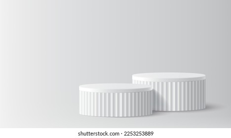 3d white podium product mock up background for presentation with white background, vetor illustration