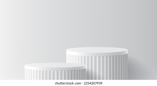 3d white podium product mock up background for presentation with white background, vetor illustration
