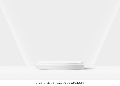 3d White Podium Showcase Design. Vector illustration. Eps10 