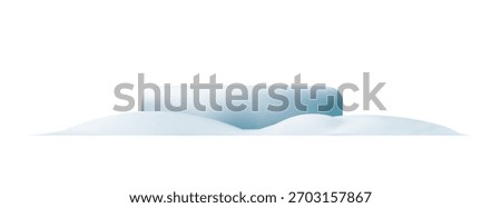 3d white podium in snowdrift for winter product presentation. Vector illustration for winter design