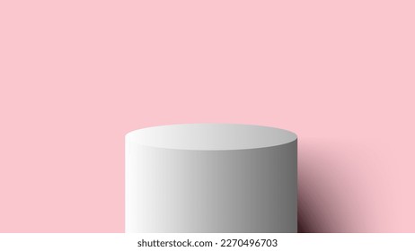 3D weißes Podium steht minimale Wand-Szene auf rosafarbenem Hintergrund. Sie können für die Produktdarstellung, Präsentationen, Präsentationen usw. Vektorgrafik-Illustration verwenden.