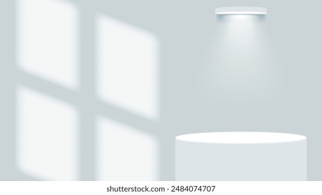 3d white product display podium with window shadow overlay