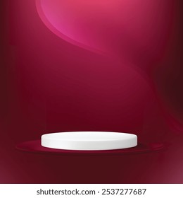 3D white product podium background. Abstract composition in minimal design. Studio showroom product pedestal, Fashion showcase mockup