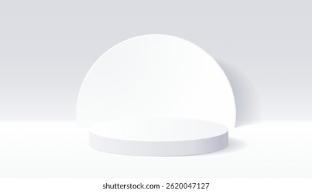3D white product podium background. Abstract composition in minimal design. Studio showroom product pedestal