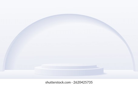 3D white product podium background. Abstract composition in minimal design. Studio showroom product pedestal