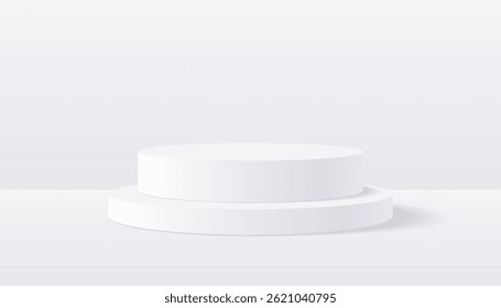 3D white product podium background. Abstract composition in minimal design. Studio showroom product pedestal