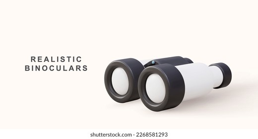 3d white realistic binoculars. Vector illustration.
