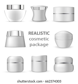 3d white realistic blank templates cosmetic package icon set empty tubes on white background vector illustration. 3d white realistic cosmetic package collection of isolated beauty product images cream