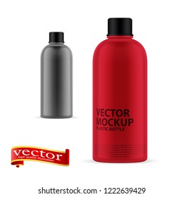 3d white realistic cosmetic package icon empty tubes vector illustration. Blank template. Mock-up of white plastic bottle with cap. Realistic 3d container for body lotion, shampoo, milk for skin care.