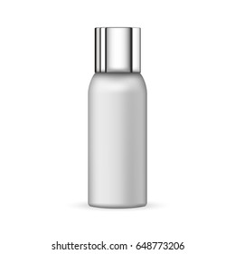 3d white realistic cosmetic package icon empty tubes on white background vector illustration. White tubular bottle template. Realistic white plastic bottle for cosmetics ready for your design
