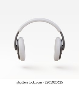 3d White realistic headphones isolated on white background. Vector illustration.