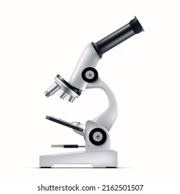 3D White Realistic Microscope For Laboratory Analysis. EPS10 Vector