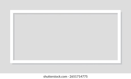 3D white rectangle frame paper cut style on gray background graphic illustration.
