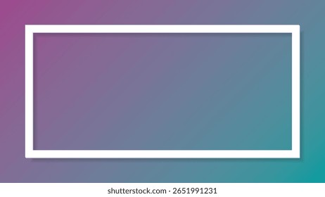 3D white rectangle frame paper cut style on purple and blue background graphic illustration.
