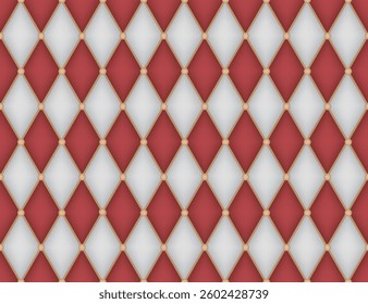 3D white red rhombus geometric seamless vector background, retro style, suitable for packaging, wallpaper, wallpaper, clip art, notebook,