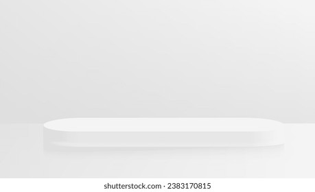 3D White Room With Oval Podium For Product Display. EPS10 Vector