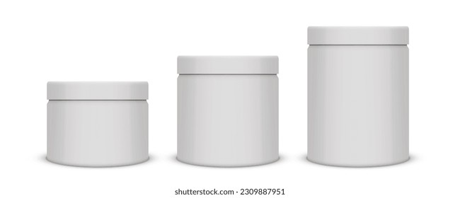 3D White Round Cosmetic Cream Jar Mockup Package. EPS10 Vector