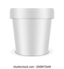 3D White Round Ice Cream Cup Package. EPS10 Vector