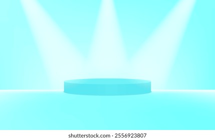 3D white round podium set background with light and shadow. Abstract geometric composition in minimalist design. Backdrop Banner for Product presentation on Fall Season