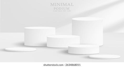 3D weiß rund Podium gesetzt Hintergrund mit Licht und Schatten. Abstrakte geometrische Komposition in minimalistischem Design.Vektor eps10