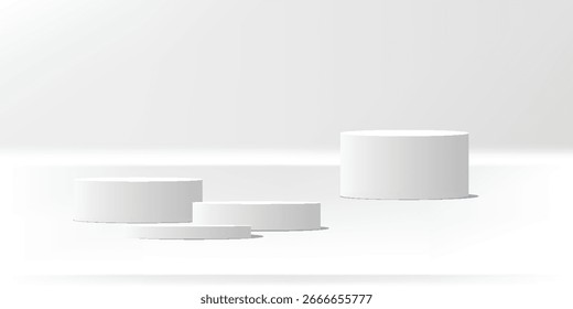 3D branco redondo podium definido com luz e sombra background.conveniente para 3D estúdio showroom base do produto, moda palco mockup.