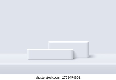3D weiß runden Stufen Podium Podest Hintergrund. Minimale Produktpräsentation für leere Modelle.