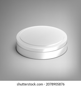 3D White Round Tin Can For Food Or Cosmetics. EPS10 Vector