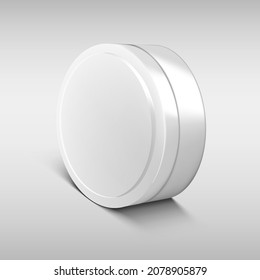 3D White Round Tin Can For Food Or Cosmetics. EPS10 Vector