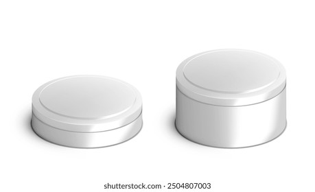 3D White Round Tin Can For Food Or Cosmetics. EPS10 Vector