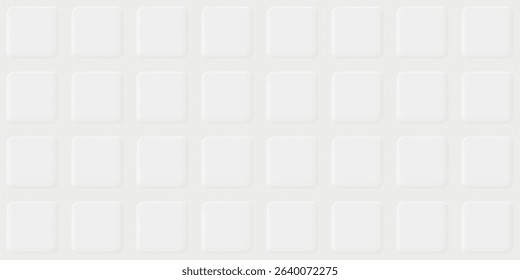 3D white rounded square button seamless pattern background graphic illustration. 