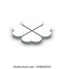 3D white shamrock with shadow