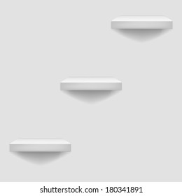 3d White Shelf Hanging on a Wall Template Background  Vector Illustration