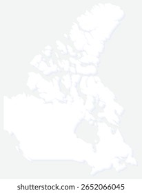 3D White Silhouette Canada Map American Country