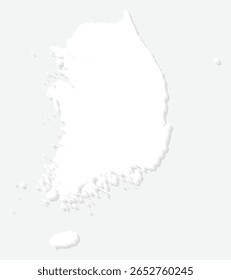 3D White Silhouette South Korea Map Asian Country