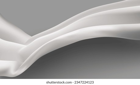 3D White Silk Textile Smooth Fabric Background. EPS10 Vector