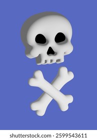 3d white skull and crossbones 