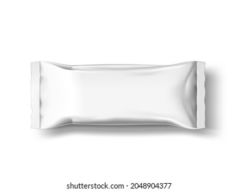 3D White Slim Foil Package Bag Isolated On White Background. EPS10 Vector