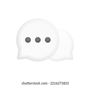 3D white speak bubble text, chatting box, message typing realistic vector illustration design.