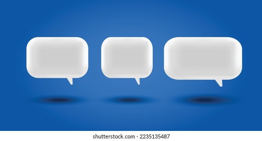 3D White Speech Bubble Chat Illustration with Blue Background