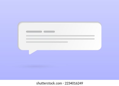 3d white speech bubble icon on purple background. 3d vector render illustration.