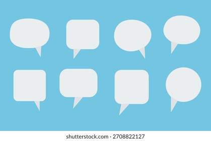 Icono de la burbuja del discurso blanco 3D fijado en un fondo azul claro	