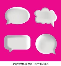 3d White Speech Bubble Set On Pink Background