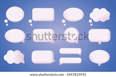 3d white speech bubble, social media chat message icon. Empty text bubbles in various shapes, comment, dialogue balloon vector set. Thought clouds of different shape as rectangle, ellipse