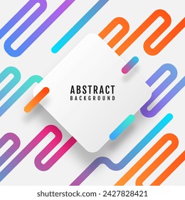 3D white square background overlap layer on bright space with colorful lines shape effect decoration. Modern graphic design element stripes style concept for web, poster, flyer, card or brochure cover
