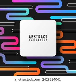 3D white square background overlap layer on bright space with colorful lines shape effect decoration. Modern graphic design element stripes style concept for web, poster, flyer, card or brochure cover