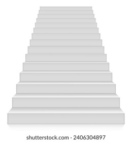 3D White Staircase Isolated On White. Front View. EPS10 Vector