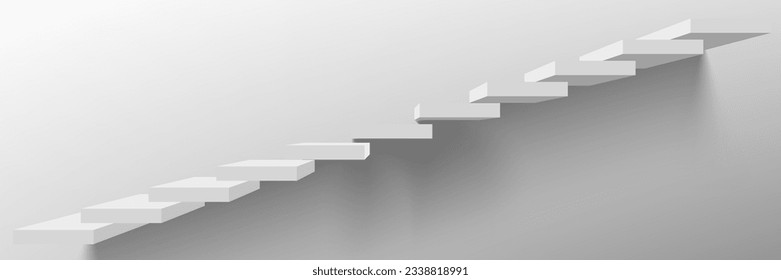 3D White Stairs Side View. Blank Mockup. EPS10 Vector