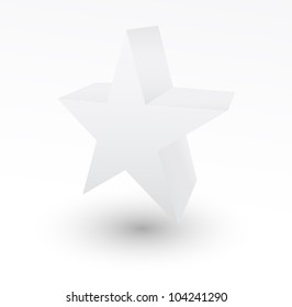 3D white star on white background - Vector