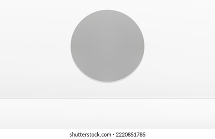 3d diseño decorativo del agujero de círculo de pantalla vacío de fondo de estudio blanco, ilustración vectorial realista. Lujoso fondo espacio interior tridimensional de presentación de productos pared