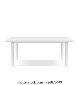 3d White Table Template With Realistic Shadow, Vector Illustration